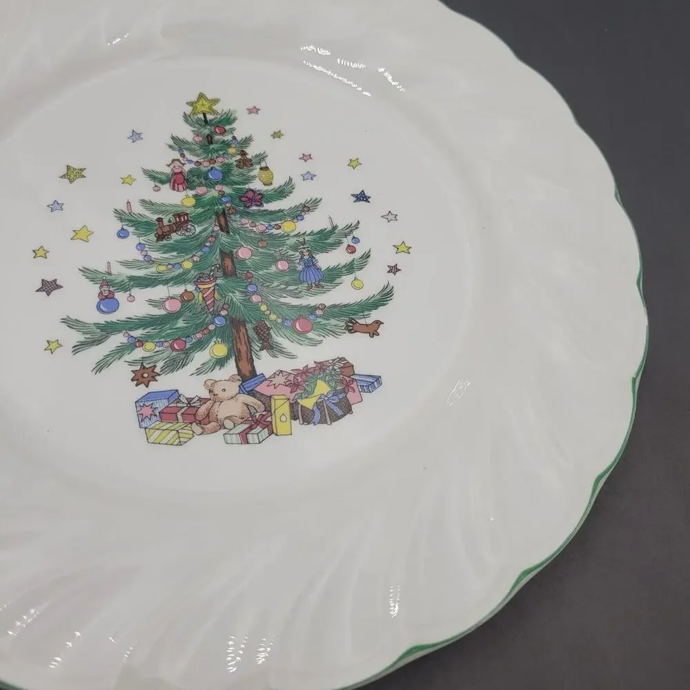 Set of 2 Nikko Happy Holidays Christmas Swirl Dinner Plates 10.75